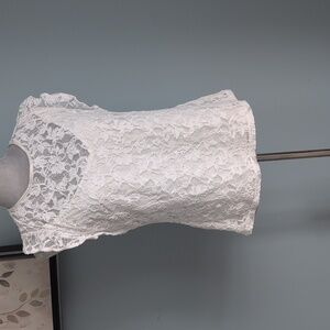 White House Black Market Ivory Lace-Trim Top 12